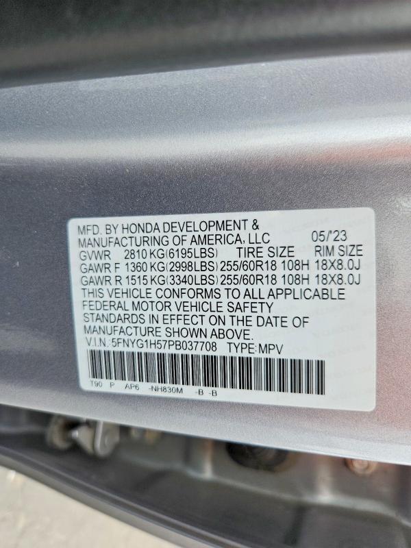 66678446 :رقم المزاد ، 5FNYG1H57PB037708 vin ، 2023 Honda Pilot مزاد بيع