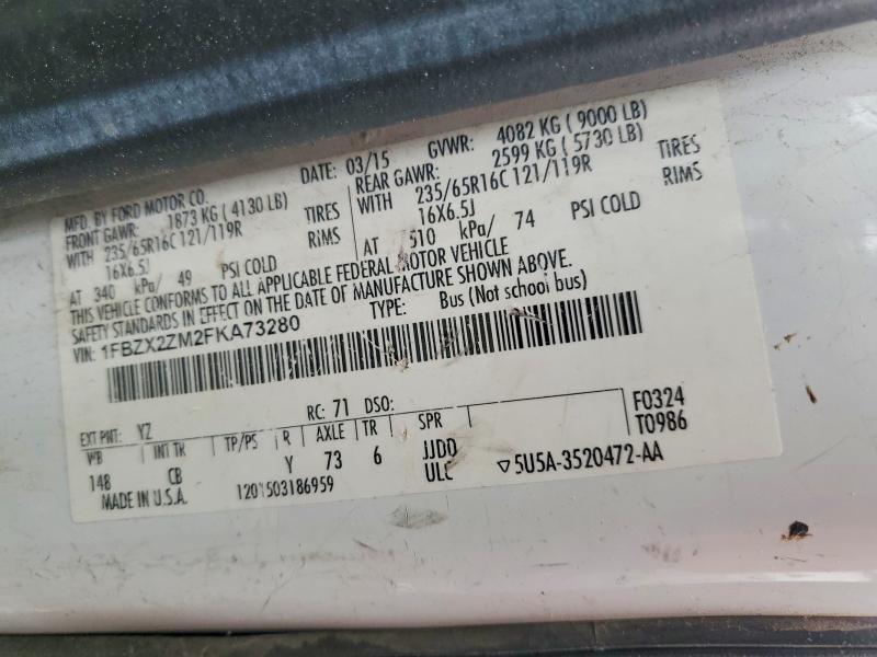 2015 Ford Transit მანქანა იყიდება აუქციონზე, vin: 1FBZX2ZM2FKA73280, აუქციონის ნომერი: 64120446