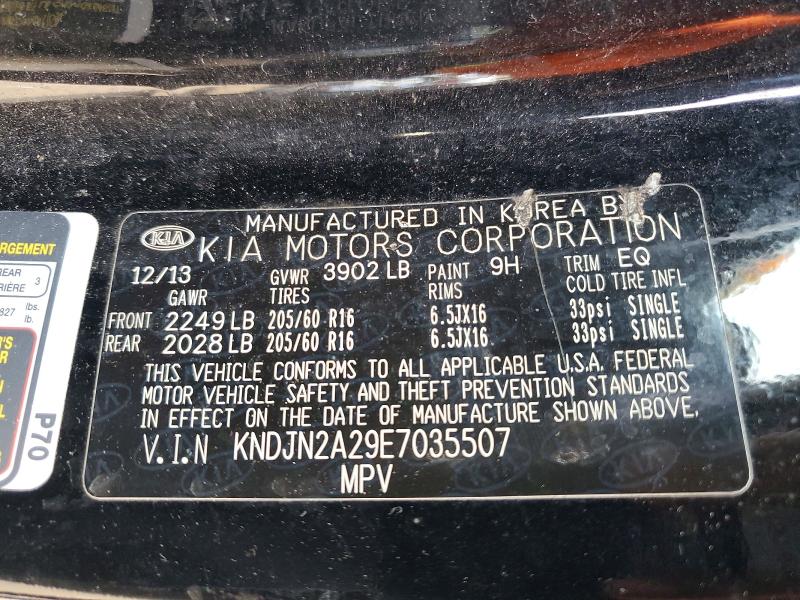2014 Kia Soul მანქანა იყიდება აუქციონზე, vin: KNDJN2A29E7035507, აუქციონის ნომერი: 64283986