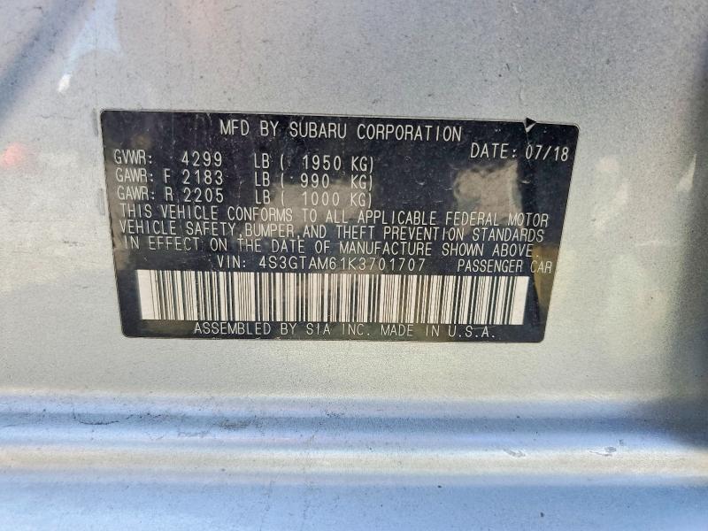 Продаж на аукціоні авто 2019 Subaru Impreza, vin: 4S3GTAM61K3701707, номер лоту: 66240936