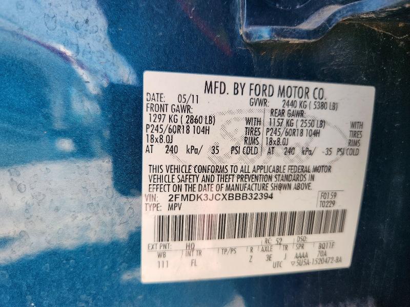 Продажа на аукционе авто 2011 Ford Edge, vin: 2FMDK3JCXBBB32394, номер лота: 66402016