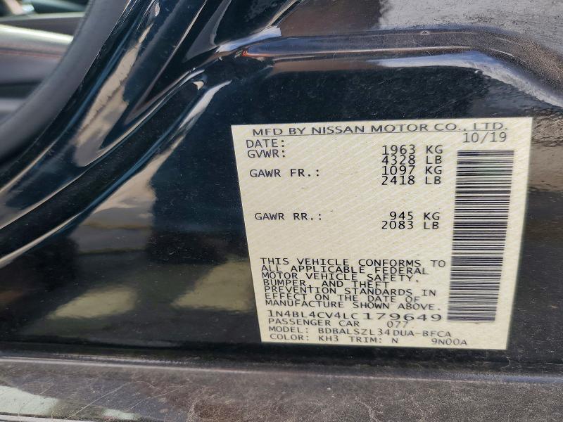 Продажа на аукционе авто 2020 Nissan Altima, vin: 1N4BL4CV4LC179649, номер лота: 63212336
