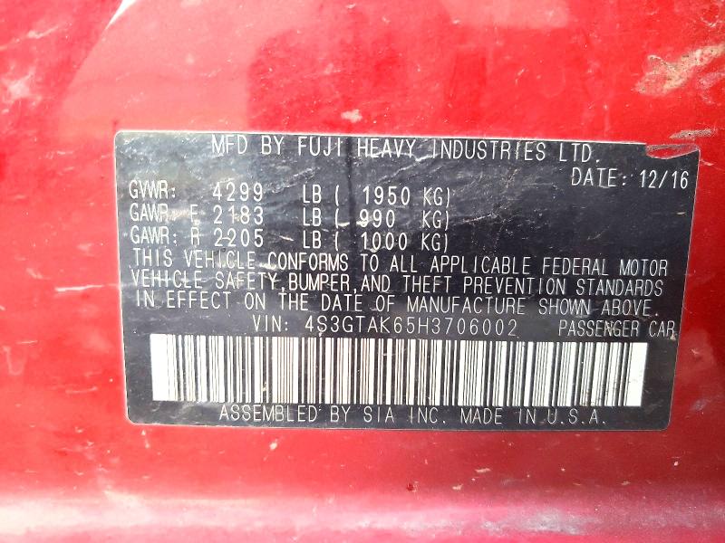 Продажа на аукционе авто 2017 Subaru Impreza, vin: 4S3GTAK65H3706002, номер лота: 66364706