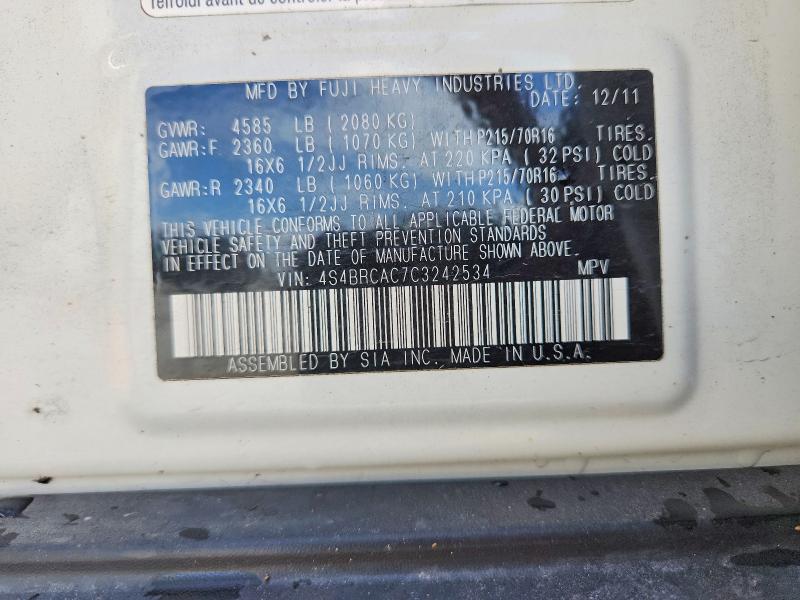 Продаж на аукціоні авто 2012 Subaru Outback, vin: 4S4BRCAC7C3242534, номер лоту: 64784506