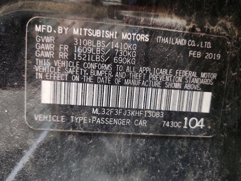 67084296 :رقم المزاد ، ML32F3FJ3KHF13083 vin ، 2019 Mitsubishi Mirage مزاد بيع