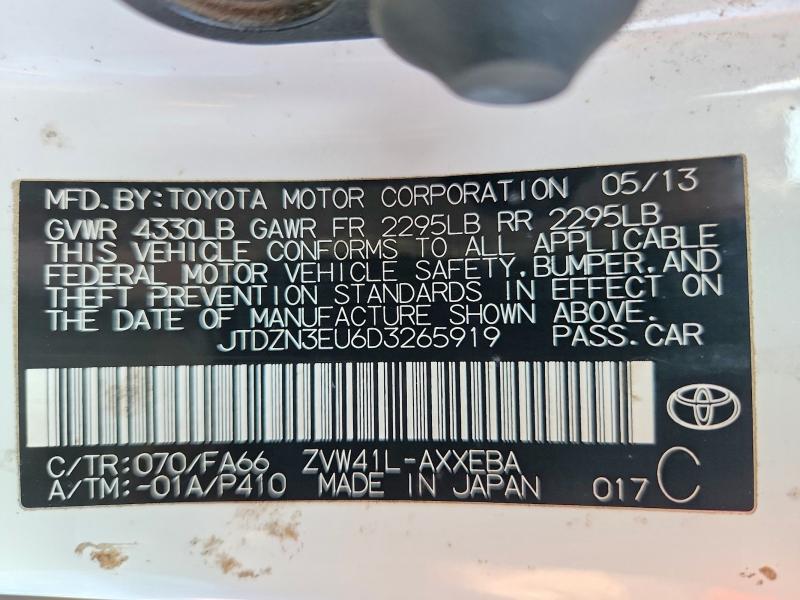 2013 Toyota Prius V მანქანა იყიდება აუქციონზე, vin: JTDZN3EU6D3265919, აუქციონის ნომერი: 63665476