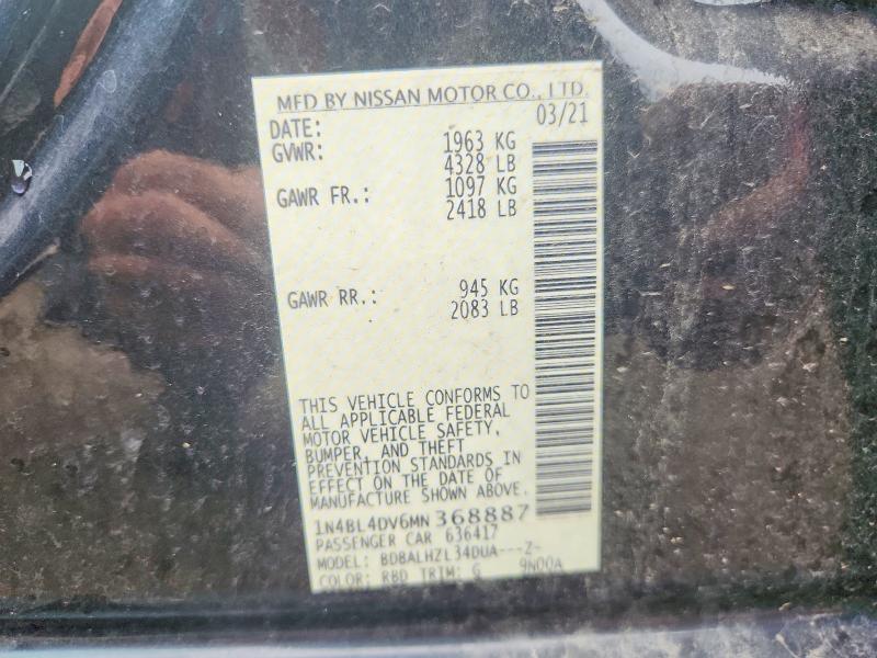 Aukcja sprzedaży 2021 Nissan Altima, vin: 1N4BL4DV6MN368887, numer aukcji: 64081206
