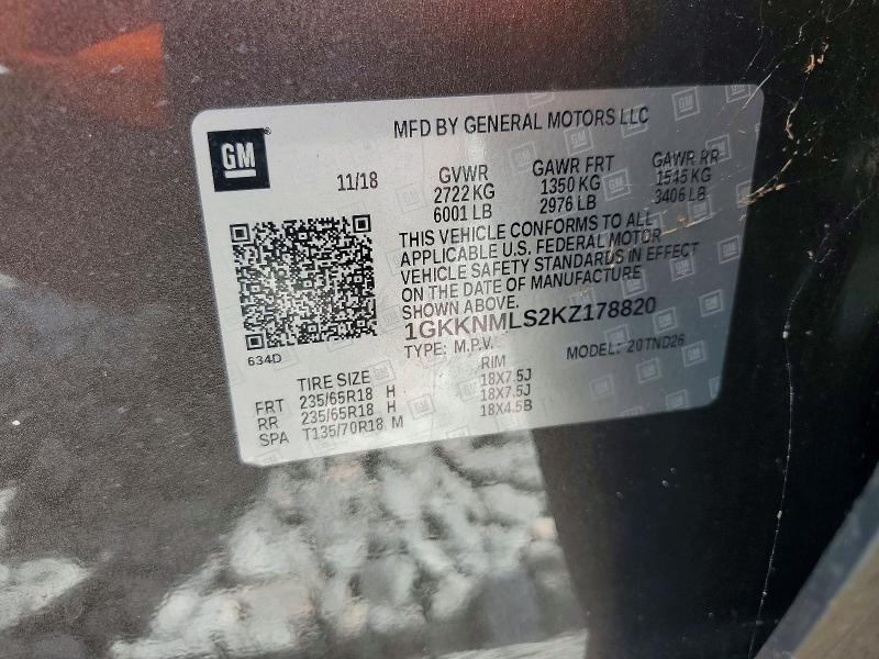 2019 Gmc Acadia მანქანა იყიდება აუქციონზე, vin: 1GKKNMLS2KZ178820, აუქციონის ნომერი: 66119786