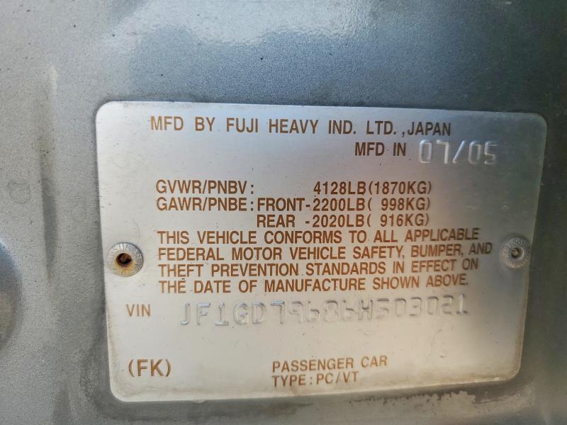 Продаж на аукціоні авто 2006 Subaru Impreza, vin: JF1GD79686H503021, номер лоту: 64719686