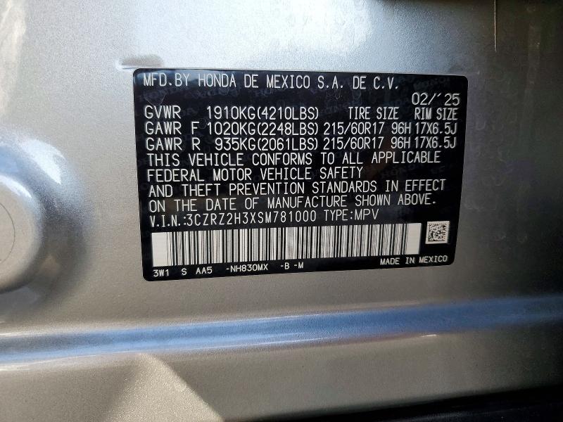 Продаж на аукціоні авто 2025 Honda Hr-v, vin: 3CZRZ2H3XSM781000, номер лоту: 66108986