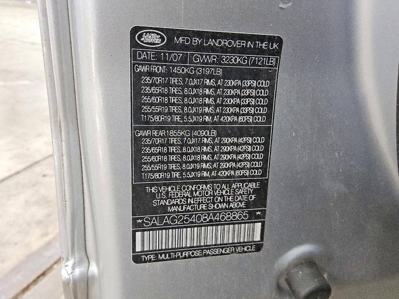 Продажа на аукционе авто 2008 Land Rover Lr3, vin: SALAG25408A468865, номер лота: 63415086