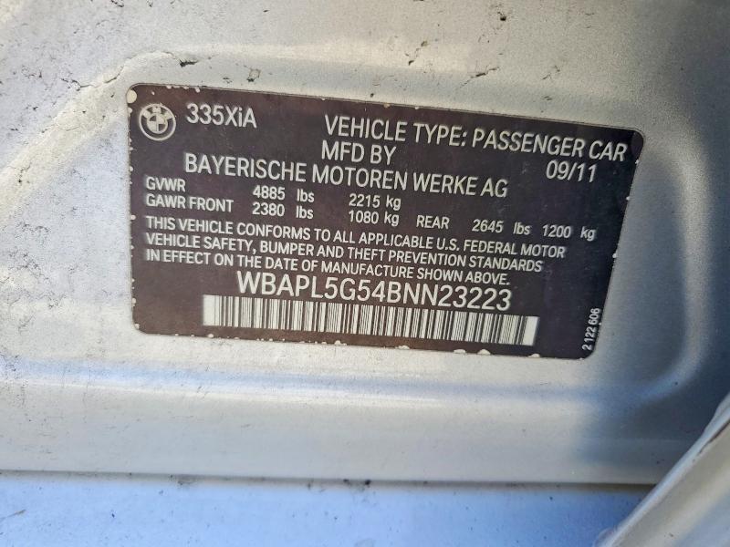 65847726 :رقم المزاد ، WBAPL5G54BNN23223 vin ، 2011 Bmw 335 مزاد بيع