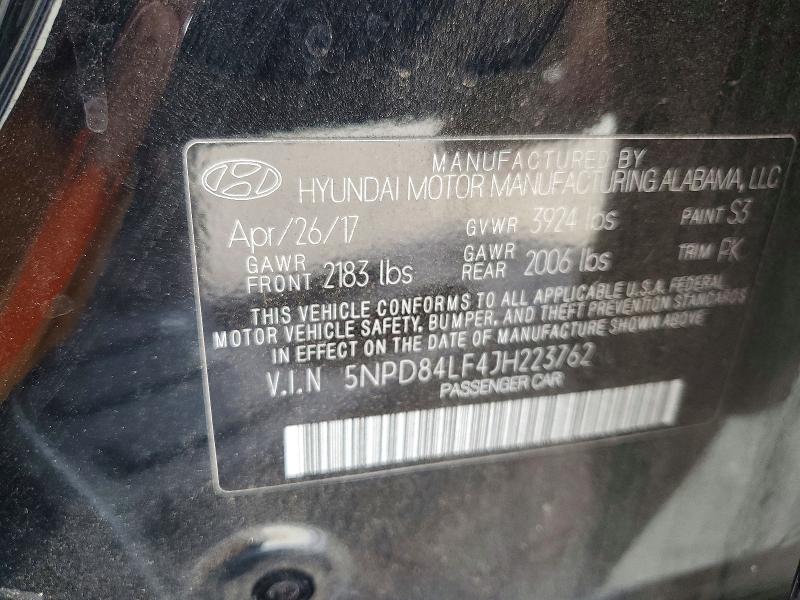 2018 Hyundai Elantra მანქანა იყიდება აუქციონზე, vin: 5NPD84LF4JH223762, აუქციონის ნომერი: 66823186