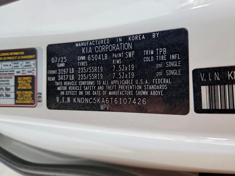 Aukcja sprzedaży 2026 Kia Carnival, vin: KNDNC5KA6T6107426, numer aukcji: 65952246