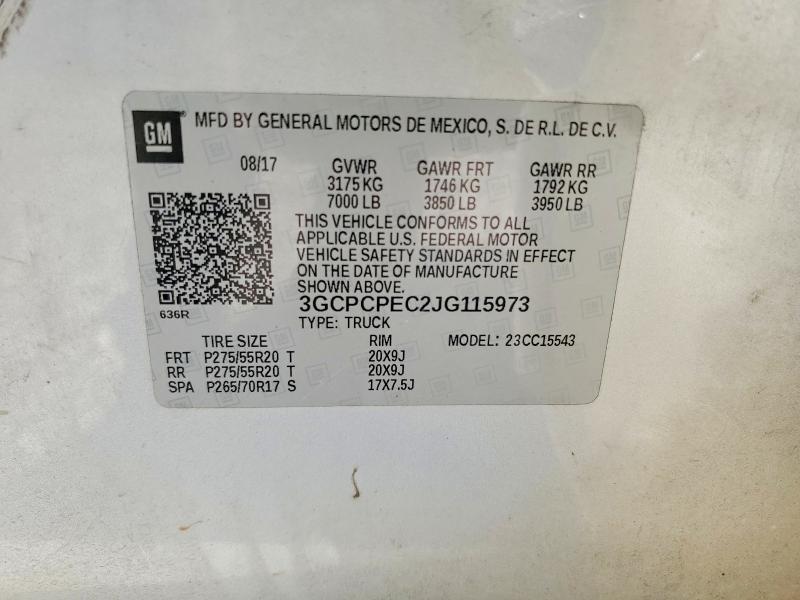 65298856 :رقم المزاد ، 3GCPCPEC2JG115973 vin ، 2018 Chevrolet Silverado مزاد بيع
