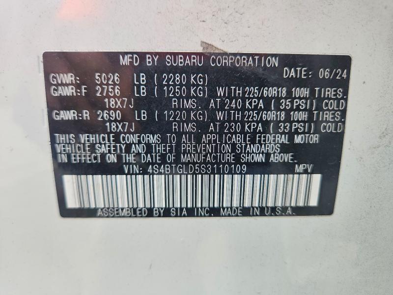 Продаж на аукціоні авто 2025 Subaru Outback, vin: 4S4BTGLD5S3110109, номер лоту: 65698236