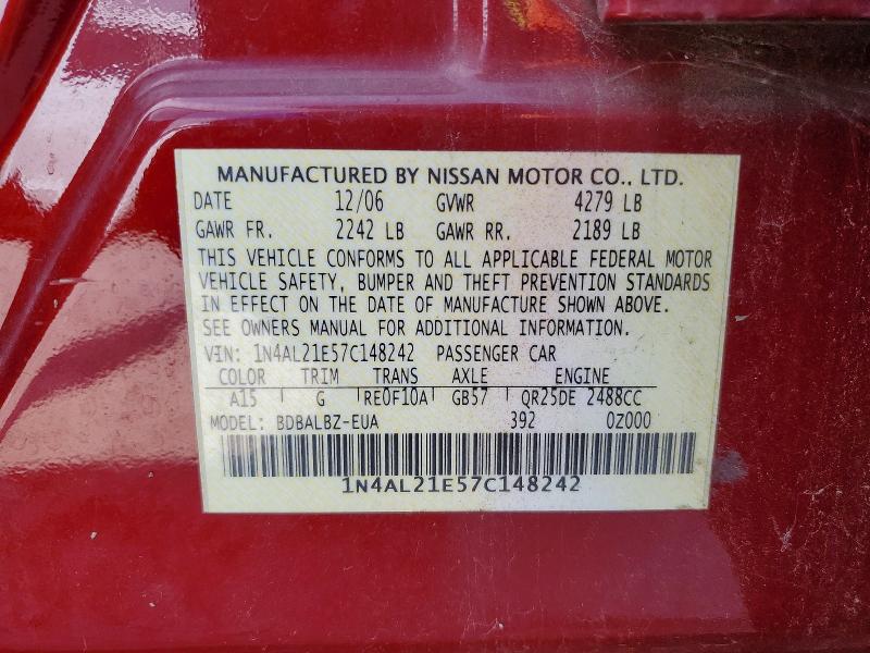 Продажа на аукционе авто 2007 Nissan Altima, vin: 1N4AL21E57C148242, номер лота: 66735136