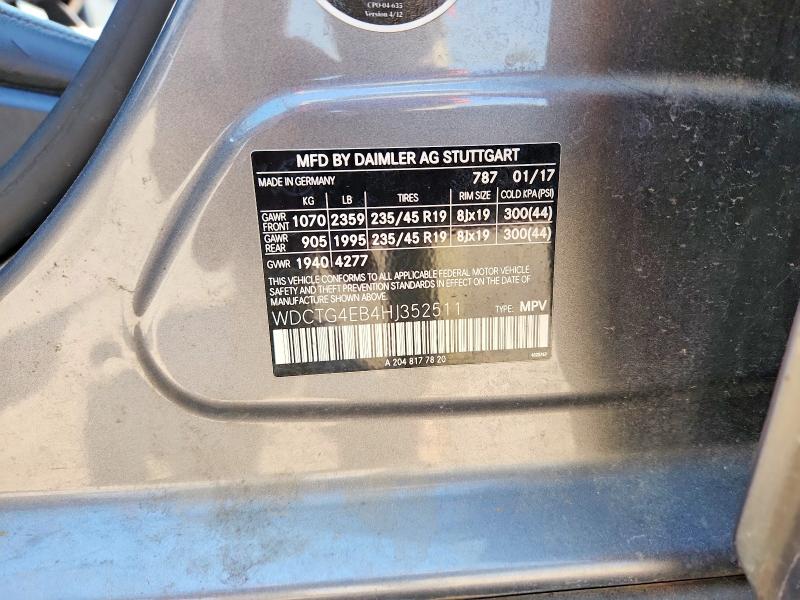 Aukcja sprzedaży 2017 Mercedes-benz Gla, vin: WDCTG4EB4HJ352511, numer aukcji: 66278126