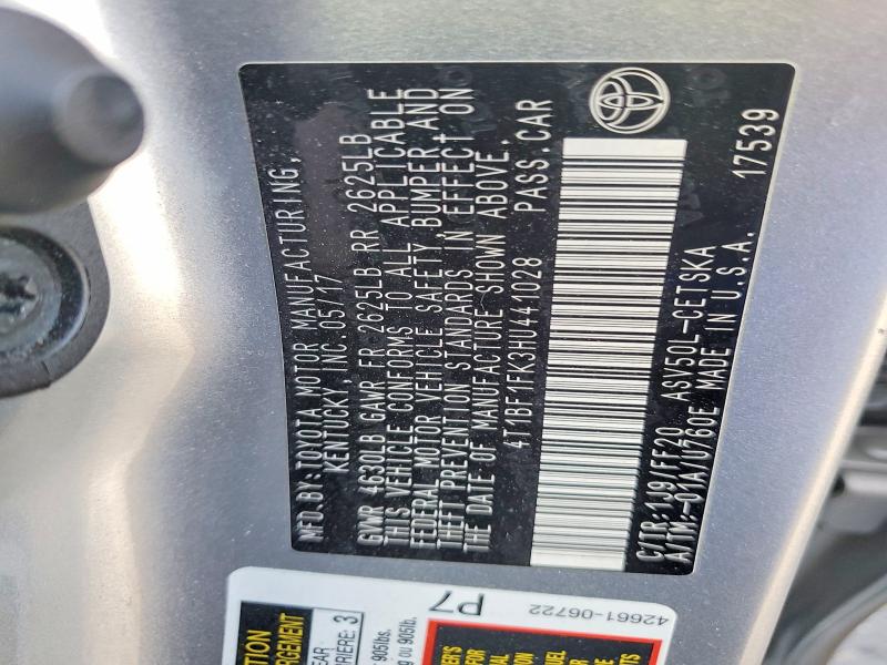 Auction sale of the 2017 Toyota Camry, vin: 4T1BF1FK3HU441028, lot number: 65398736