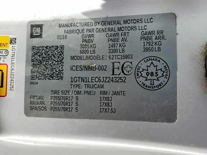 64489436 :رقم المزاد ، 1GTN1LEC6JZ243252 vin ، 2018 Gmc Sierra مزاد بيع