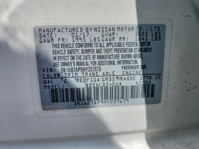 Продажа на аукционе авто 2017 Nissan Sentra, vin: 3N1AB7AP9HY257679, номер лота: 66913666