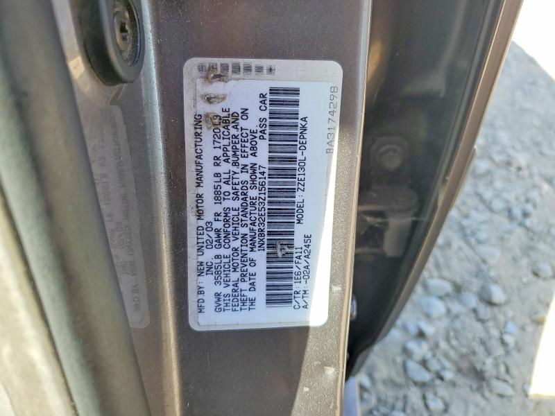 65666436 :رقم المزاد ، 1NXBR32E53Z156147 vin ، 2003 Toyota Corolla مزاد بيع