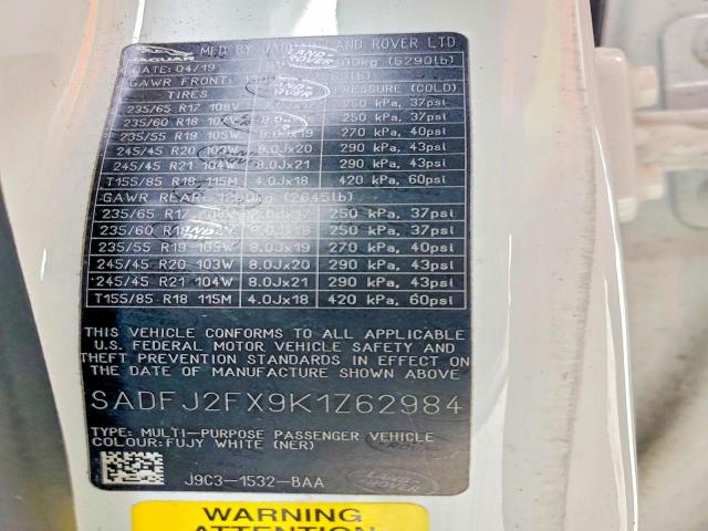 Aukcja sprzedaży 2019 Jaguar E-pace, vin: SADFJ2FX9K1Z62984, numer aukcji: 65894846