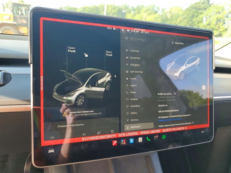 Продажа на аукционе авто 2021 Tesla Model Y, vin: 5YJYGDEE3MF265111, номер лота: 62970546