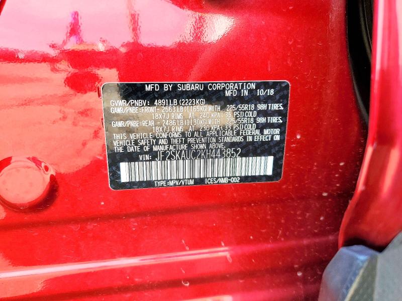 Продажа на аукционе авто 2019 Subaru Forester, vin: JF2SKAUC2KH443852, номер лота: 65845076