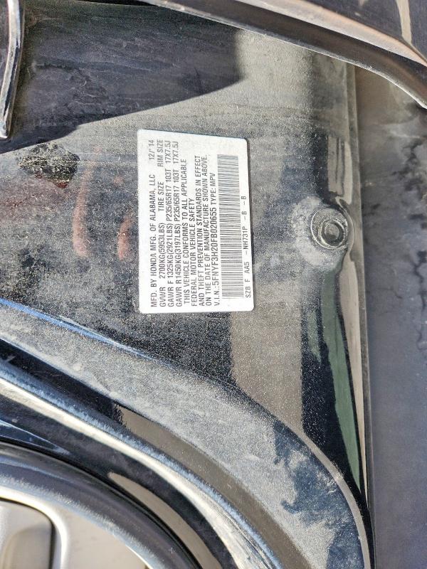 2015 Honda Pilot მანქანა იყიდება აუქციონზე, vin: 5FNYF3H20FB020655, აუქციონის ნომერი: 65404716