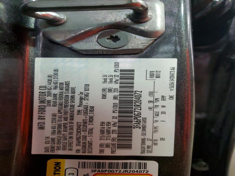 Продажа на аукционе авто 2018 Ford Fusion, vin: 3FA6P0G72JR204072, номер лота: 66386566