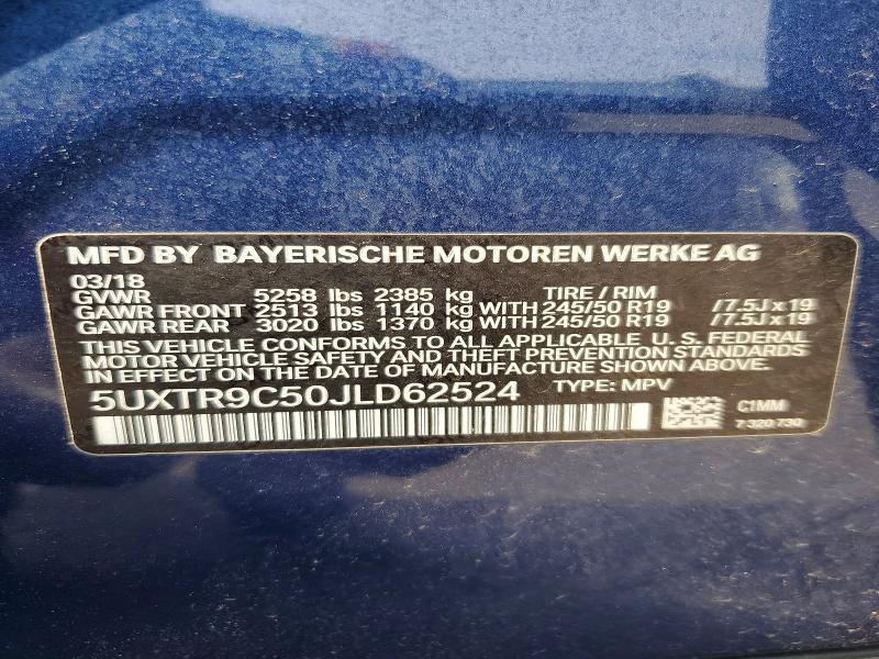Продаж на аукціоні авто 2018 Bmw X3, vin: 5UXTR9C50JLD62524, номер лоту: 65098426
