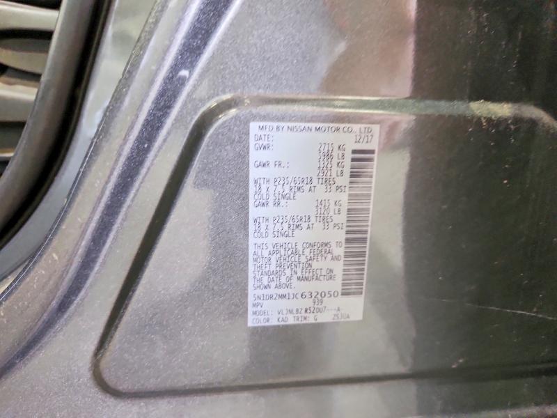 Продажа на аукционе авто 2018 Nissan Pathfinder, vin: 5N1DR2MM1JC632050, номер лота: 65307936