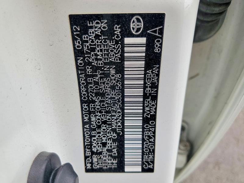 Aukcja sprzedaży 2012 Toyota Prius Plug-in Hybrid, vin: JTDKN3DP5C3015678, numer aukcji: 64946776