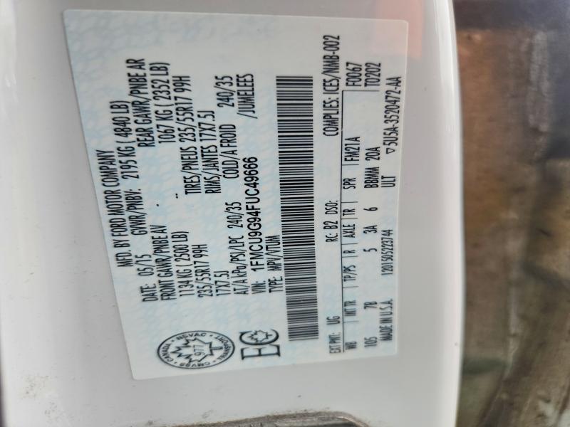 65195436 :رقم المزاد ، 1FMCU9G94FUC49666 vin ، 2015 Ford Escape مزاد بيع