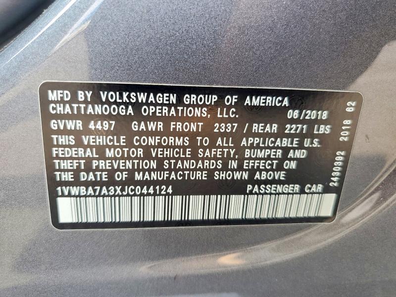 Продажа на аукционе авто 2018 Volkswagen Passat, vin: 1VWBA7A3XJC044124, номер лота: 64780566