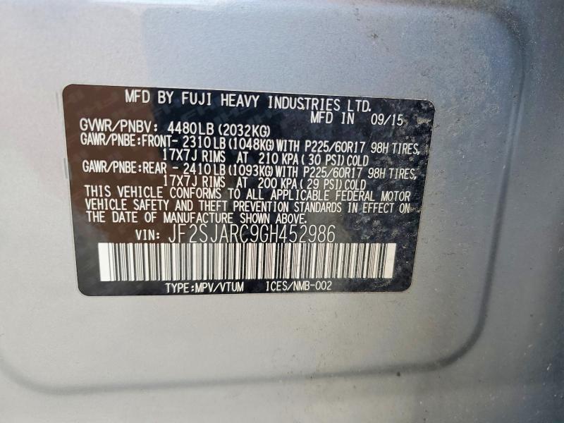 Продаж на аукціоні авто 2016 Subaru Forester, vin: JF2SJARC9GH452986, номер лоту: 65151546