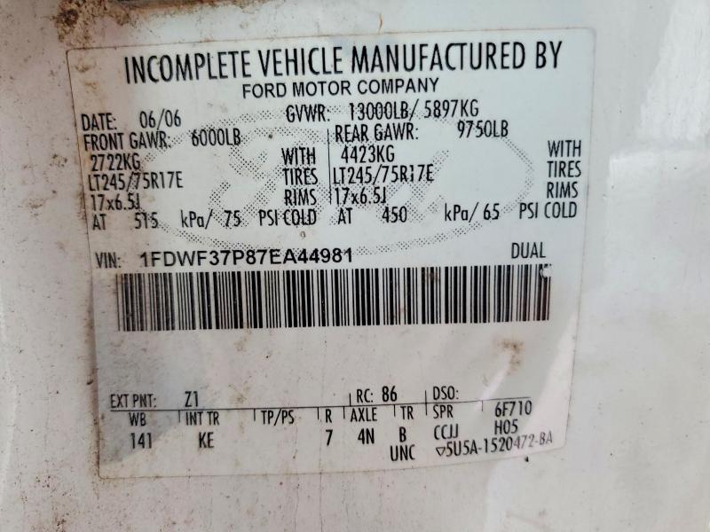 Aukcja sprzedaży 2007 Ford F350, vin: 1FDWF37P87EA44981, numer aukcji: 63857166