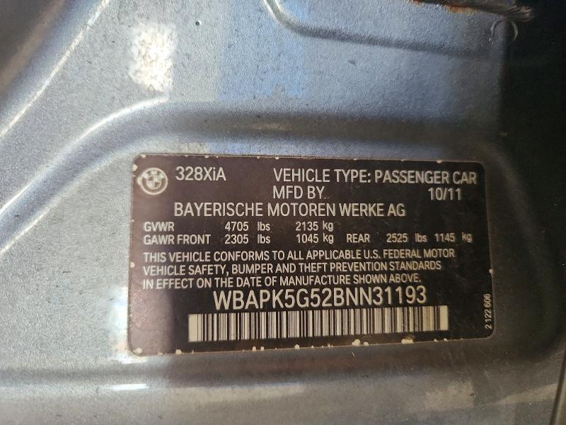 64362606 :رقم المزاد ، WBAPK5G52BNN31193 vin ، 2011 Bmw 328 مزاد بيع