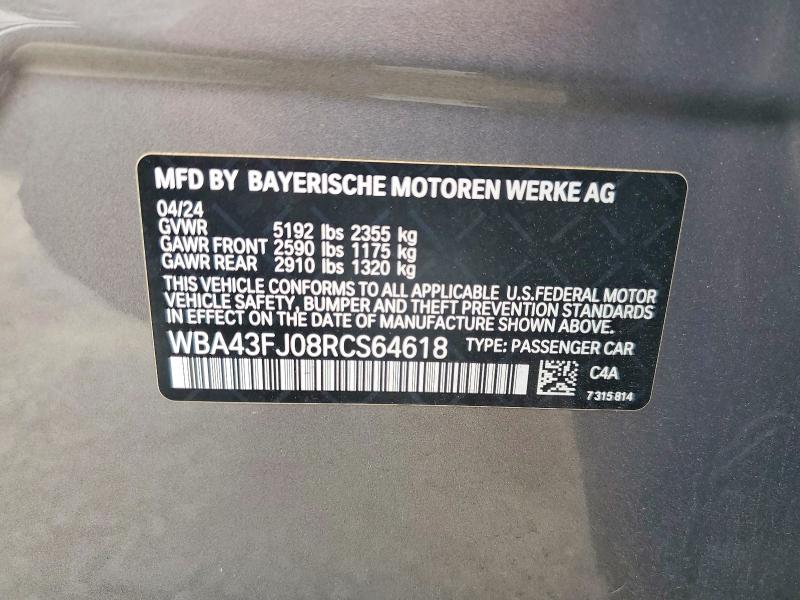 Продажа на аукционе авто 2024 Bmw 530, vin: WBA43FJ08RCS64618, номер лота: 64229216