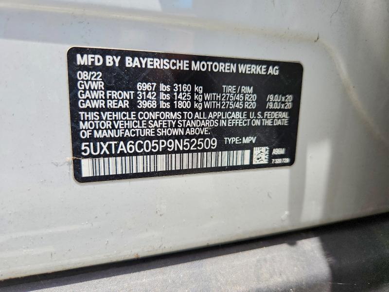 63386676 :رقم المزاد ، 5UXTA6C05P9N52509 vin ، 2023 Bmw X5 مزاد بيع