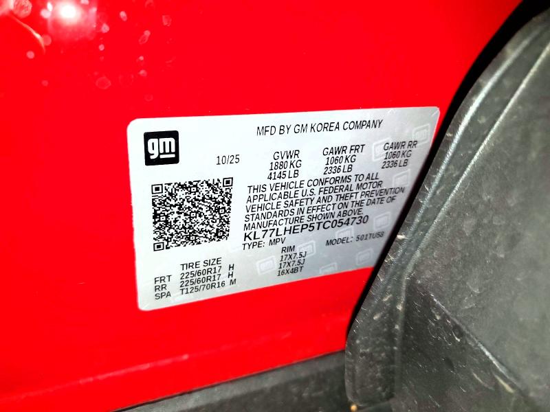 Aukcja sprzedaży 2026 Chevrolet Trax, vin: KL77LHEP5TC054730, numer aukcji: 64993756