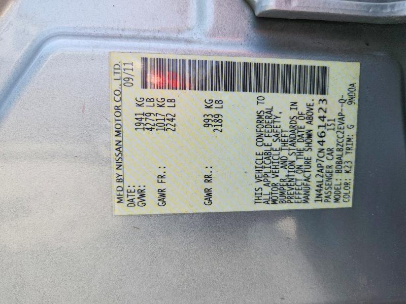 64037526 :رقم المزاد ، 1N4AL2AP7CN461423 vin ، 2012 Nissan Altima مزاد بيع