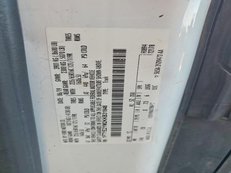 Продаж на аукціоні авто 2019 Ford Transit, vin: 1FTYE2YM2KKB31848, номер лоту: 63413056