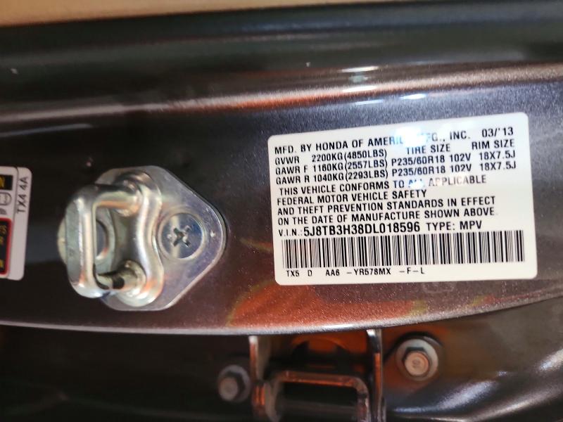 66472576 :رقم المزاد ، 5J8TB3H38DL018596 vin ، 2013 Acura Rdx مزاد بيع