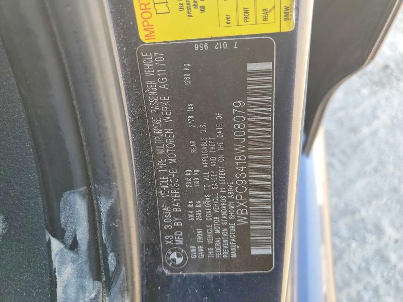 64850246 :رقم المزاد ، WBXPC93418WJ08079 vin ، 2008 Bmw X3 مزاد بيع