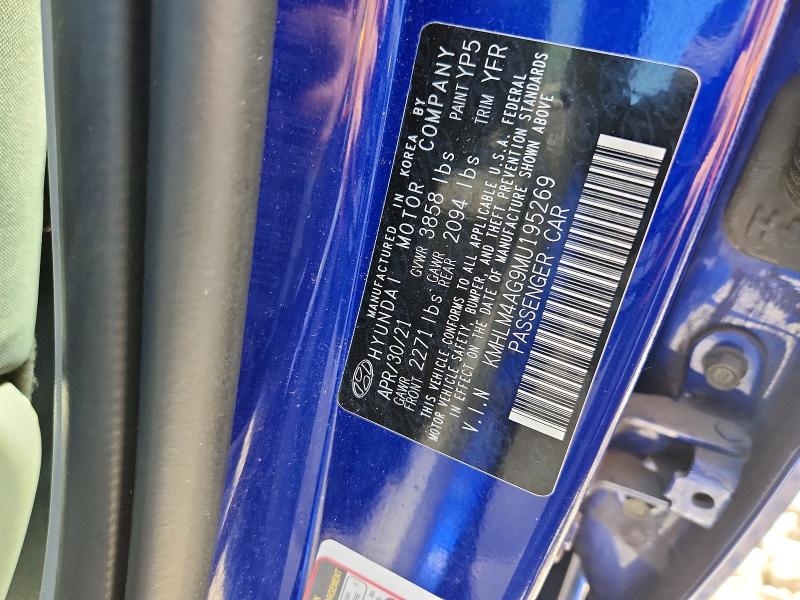 64654386 :رقم المزاد ، KMHLM4AG9MU195269 vin ، 2021 Hyundai Elantra مزاد بيع
