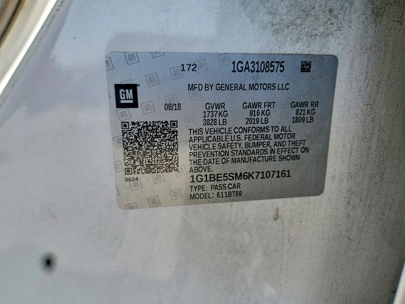 Продаж на аукціоні авто 2019 Chevrolet Cruze, vin: 1G1BE5SM6K7107161, номер лоту: 65563746
