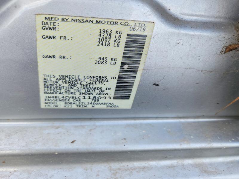 2020 Nissan Altima მანქანა იყიდება აუქციონზე, vin: 1N4BL4CV8LC118093, აუქციონის ნომერი: 61300626
