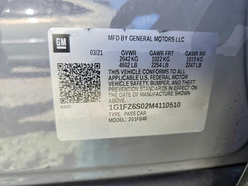 Продажа на аукционе авто 2021 Chevrolet Bolt Ev, vin: 1G1FZ6S02M4110510, номер лота: 66287586